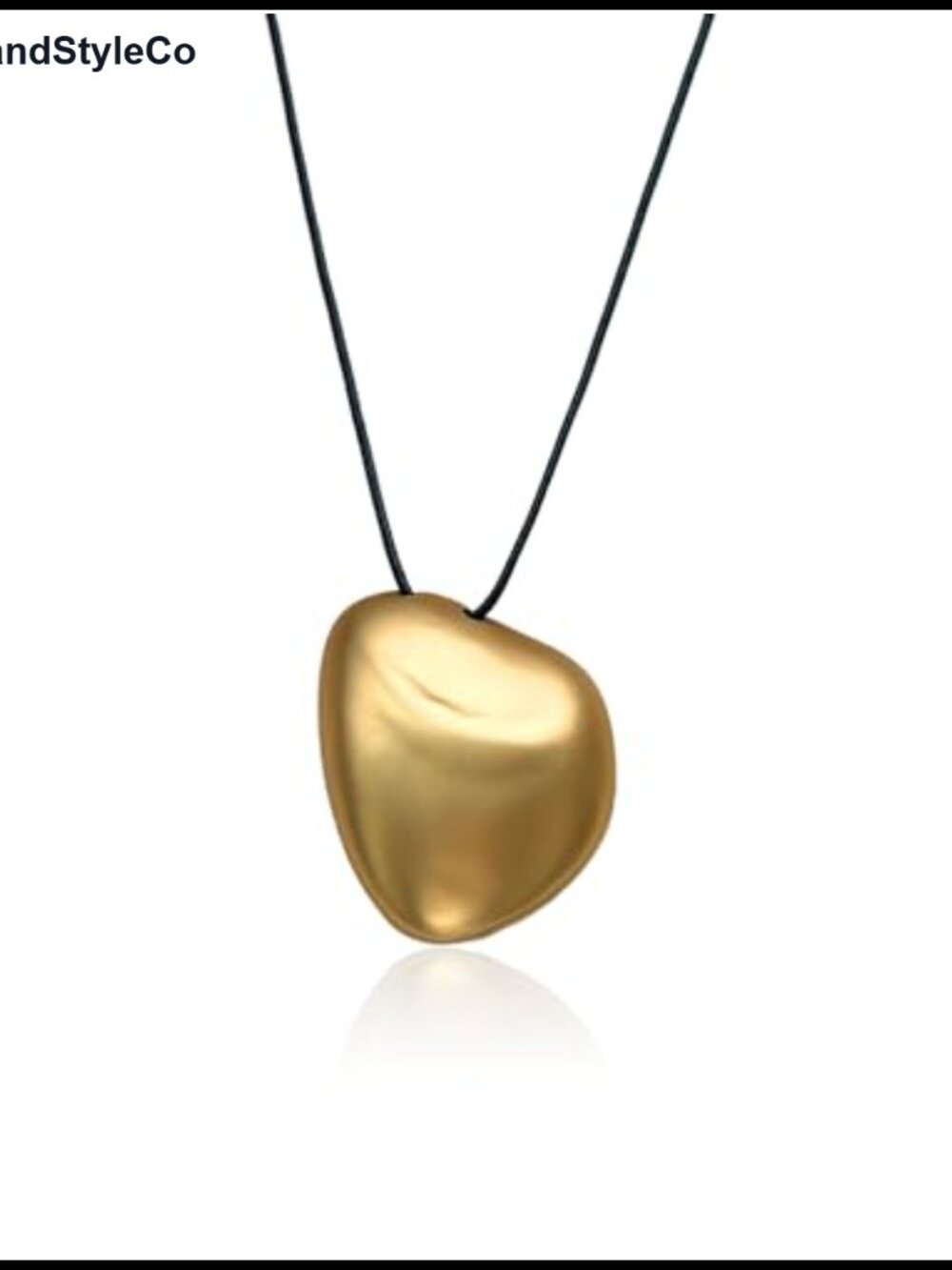 Chunky Gold Statement Pendant Necklace with Black Cord